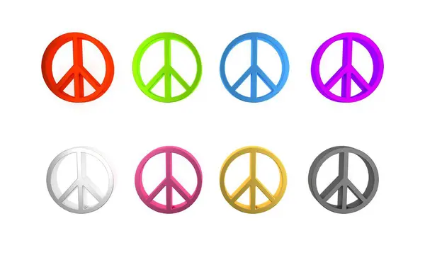 stock image Colorful Peace icon isolated on white background. Hippie symbol of peace. Minimalism concept. 3D render illustration