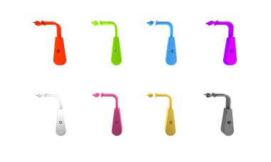 Renkli Uzun Elektrik Çakmak simgesi beyaz arkaplanda izole edildi. Minimalizm kavramı. 3 Boyutlu resimleme