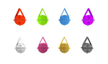 Beyaz arkaplanda izole edilmiş renkli Balo çay süzgeci ikonu. Minimalizm kavramı. 3 Boyutlu resimleme