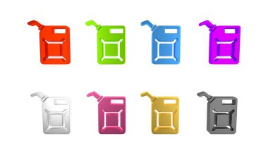 Beyaz arka planda izole edilmiş benzin ikonu için renkli teneke kutu. Dizel gaz ikonu. Minimalizm kavramı. 3 Boyutlu resimleme