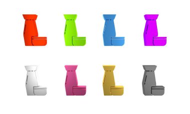 Renkli Geleneksel Japon çay seremonisi simgesi beyaz arka planda izole edildi. Fincanlı çaydanlık. Minimalizm kavramı. 3 Boyutlu resimleme