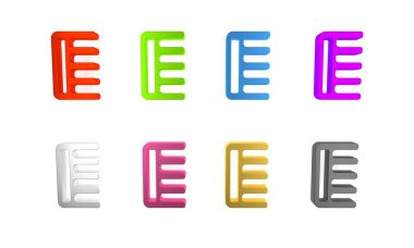 Beyaz arkaplanda renkli saç fırçası simgesi izole edildi. Taraklı saç işareti. Berber sembolü. Minimalizm kavramı. 3 Boyutlu resimleme