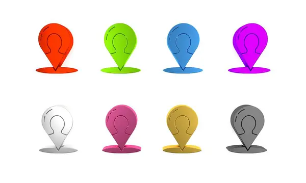 stock image Colorful Map marker with a silhouette of a person icon isolated on white background. GPS location symbol. Minimalism concept. 3D render illustration