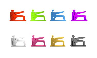 Renkli İnşaat zımba simgesi beyaz arkaplanda izole edildi. Çalışan alet. Minimalizm kavramı. 3 Boyutlu resimleme