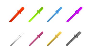 Renkli Pipette simgesi beyaz arkaplanda izole edildi. Tıbbi elementler, kimya laboratuarı ekipmanları. Tıp sembolü. Minimalizm kavramı. 3 Boyutlu resimleme
