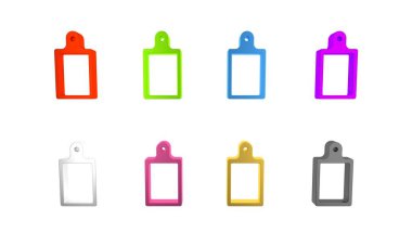 Beyaz arkaplanda renkli kesme tahtası simgesi izole edildi. Kesme tahtası sembolü. Minimalizm kavramı. 3 Boyutlu resimleme