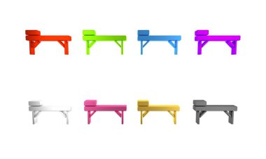 Beyaz arkaplanda renkli masaüstü simgesi izole edildi. Minimalizm kavramı. 3 Boyutlu resimleme 