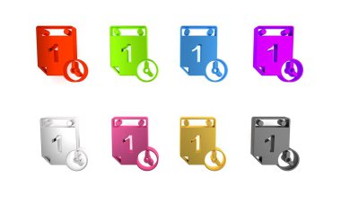 Renkli Zaman yönetimi simgesi beyaz arkaplanda izole edildi. Saat ve takvim işareti. Üretkenlik sembolü. Minimalizm kavramı. 3 Boyutlu resimleme 