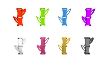 Beyaz arkaplanda izole edilmiş renkli Bambu simgesi. Minimalizm kavramı. 3 Boyutlu resimleme 