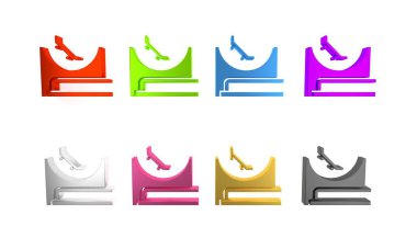 Renkli Kaykay Parkı simgesi beyaz arkaplanda izole edildi. Rampa seti, paten parkı için merdiven. Olağanüstü bir spor. Minimalizm kavramı. 3 Boyutlu resimleme 