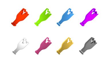 Renkli Kırık Şişe beyaz arka planda izole edilmiş bir silah simgesi olarak. Minimalizm kavramı. 3 Boyutlu resimleme 