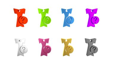 Renkli Ok simgesi beyaz arkaplanda izole edildi. Yön Arrowhead sembolü. Navigasyon işaretçisi işareti. Minimalizm kavramı. 3 Boyutlu resimleme