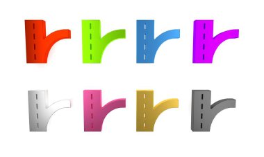 Renkli trafik levhası. Beyaz arkaplanda sinyal simgesi izole edildi. İşaretçi sembolü. İzole sokak bilgi levhası. Yön tabelası. Minimalizm kavramı. 3 Boyutlu resimleme