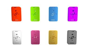 Akıllı telefondaki renkli pusula ekran uygulamaları beyaz arkaplanda izole edilmiş navigasyon simgesi için. Navigasyon için uygulama pusulası, uygulama haritası. Minimalizm kavramı. 3 Boyutlu resimleme