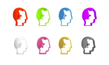 Beyaz arkaplanda izole edilmiş renkli kellik simgesi. Alopecia. Minimalizm kavramı. 3 Boyutlu resimleme