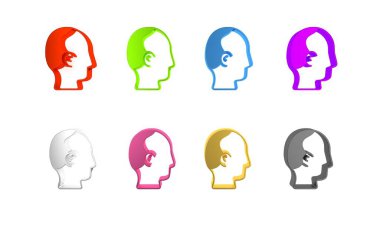 Beyaz arkaplanda izole edilmiş renkli kellik simgesi. Alopecia. Minimalizm kavramı. 3 Boyutlu resimleme