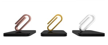 Beyaz arkaplanda renkli ataç simgesi izole edildi. Minimalizm kavramı. 3 Boyutlu resimleme