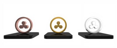 Renkli Şifreleme Bozukluğu XRP simgesi beyaz arkaplanda izole edildi. Altcoin sembolü. Engelleme zinciri tabanlı şifreli para birimi. Minimalizm kavramı. 3 Boyutlu resimleme