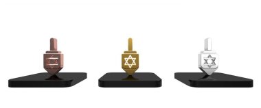 Colorful Hanukkah dreidel icon isolated on white background. Minimalism concept. 3D render illustration clipart