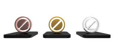 Beyaz arkaplanda renkli dur işareti simgesi izole edildi. Trafik yönetmeliklerine göre dur işareti. Minimalizm kavramı. 3 Boyutlu resimleme