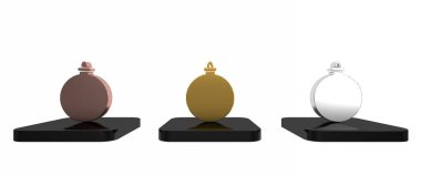 Beyaz arka planda izole edilmiş renkli Noel balosu ikonu. Mutlu Noeller ve mutlu yıllar. Minimalizm kavramı. 3 Boyutlu resimleme
