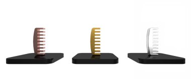 Beyaz arkaplanda renkli saç fırçası simgesi izole edildi. Taraklı saç işareti. Berber sembolü. Minimalizm kavramı. 3 Boyutlu resimleme