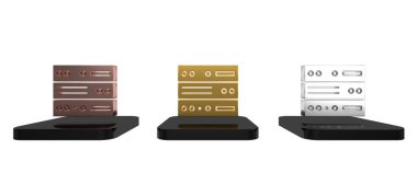 Renkli Sunucu, Data, Web sunucu simgesi beyaz arkaplanda izole edildi. Minimalizm kavramı. 3 Boyutlu resimleme