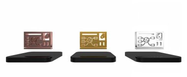 Beyaz arkaplanda renkli Geleceğe dönük arayüz simgesi izole edildi. Hologram ui Infographic, interaktif dünya ve siber gökyüzü kurgu ekranı. Minimalizm kavramı. 3 Boyutlu resimleme