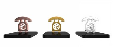 Renkli Telefon ahizesi simgesi beyaz arkaplanda izole edildi. Telefon işareti. Minimalizm kavramı. 3 Boyutlu resimleme 