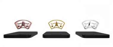 Beyaz arkaplanda renkli motor benzin göstergesi simgesi izole edildi. Yakıt göstergesi boş. Tam depo göstergesi. Minimalizm kavramı. 3 Boyutlu resimleme