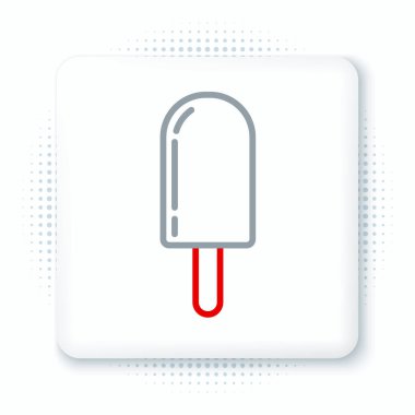 Beyaz arka planda izole edilmiş çizgi dondurma ikonu. Güzel sembol. Renkli taslak konsepti. Vektör.