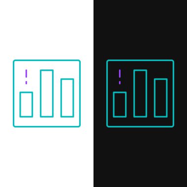 Çizgi pasta grafiği bilgi simgesi beyaz ve siyah arkaplanda izole edildi. Diyagram çizelgesi. Renkli taslak konsepti. Vektör