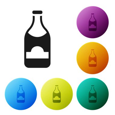 Beyaz arka planda siyah şampanya ikonu var. Mutlu Noeller ve mutlu yıllar. Simgeleri renk daire düğmelerine ayarla. Vektör.