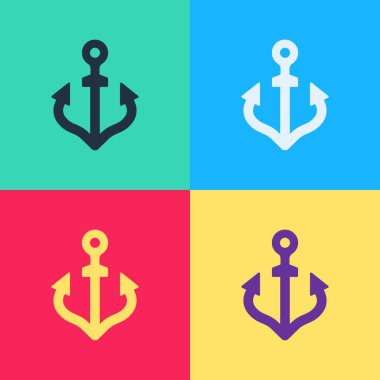 Pop Art Anchor simgesi renk arkaplanında izole edildi. Vektör