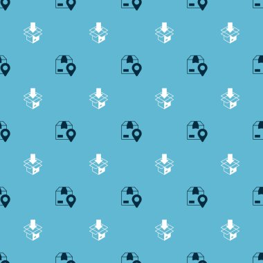 Konumu karton kutu ve karton ile kusursuz desen üzerine ayarla. Vektör