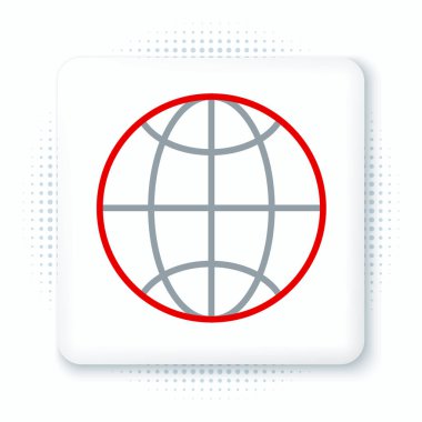 Line Global teknolojisi veya sosyal ağ simgesi beyaz arkaplanda izole edildi. Renkli taslak konsepti. Vektör.