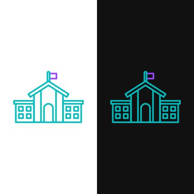 Beyaz ve siyah arka planda izole edilmiş Birleşik Devletler Kongre çizgisi simgesi. Washington DC, ABD. Renkli taslak konsepti. Vektör