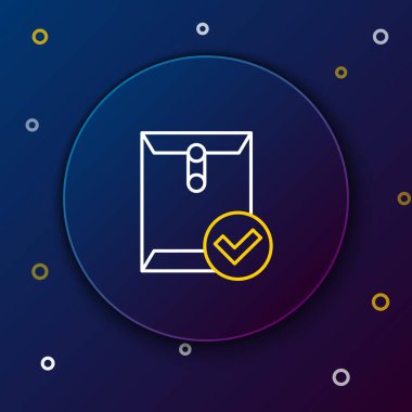 Satır Zarfı ve işaret simgesi mavi arkaplanda izole edildi. Başarılı bir e-posta teslimatı, e-posta teslimatı. Renkli taslak konsepti. Vektör