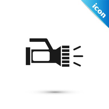 Dalgıç simgesi için gri el feneri beyaz arkaplanda izole edildi. Su altı ekipmanları. Vektör.