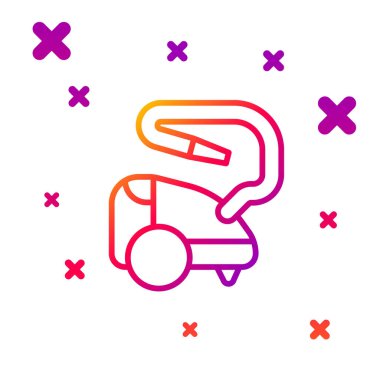 Beyaz arkaplanda izole edilmiş renkli elektrik süpürgesi simgesi. Kademeli rastgele dinamik şekiller. Vektör.