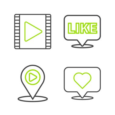 Like ve heart Digital Media 'yı konuşma balonunda yer alarak ve Video simgesini oynayarak ayarla. Vektör.