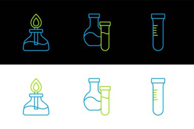 Test tüpünü, alkolü veya ruh yakıcıyı ve ikonu ayarla. Vektör