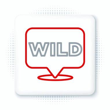 Beyaz arka planda Vahşi Batı simgesini gösteren çizgi işaretçisi izole edildi. Batı tabelası, mesaj panosu, yön bulma işareti. Renkli taslak konsepti. Vektör