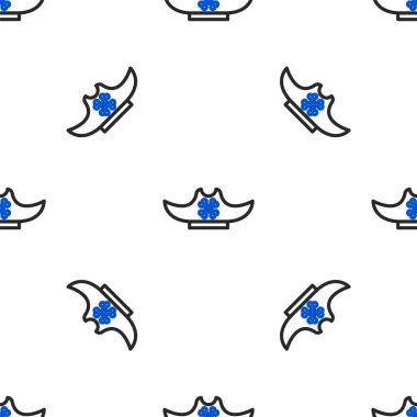 Line Pirate hat icon isolated seamless pattern on white background. Colorful outline concept. Vector