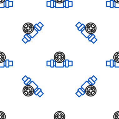 Çizgi Endüstrisi metalik borular ve kapakçık ikonu beyaz arka planda izole edilmiş pürüzsüz desen. Renkli taslak konsepti. Vektör