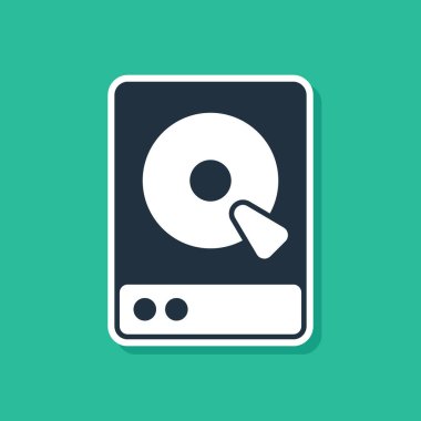 Mavi Disk Sürücüsü HDD simgesi yeşil arkaplanda izole edildi. Vektör