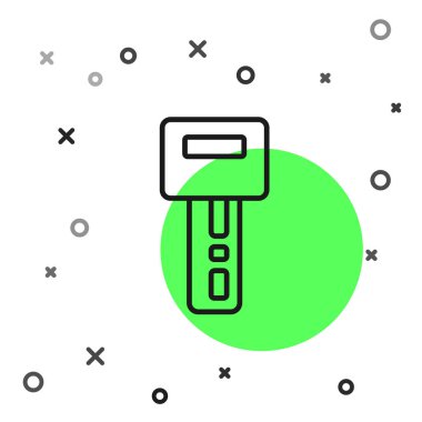 Beyaz arkaplanda izole edilmiş siyah çizgili araba anahtarı. Araba anahtarı ve alarm sistemi. Vektör.