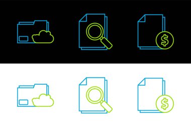 Satır Finans belgesi, Bulut depolama metin dizini ve Arama simgesi ile Belge ayarla. Vektör