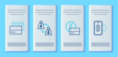 Mobil simgeden döviz kurunu, kredi kartını ve madencilik bitcoin 'ini ayarla. Vektör