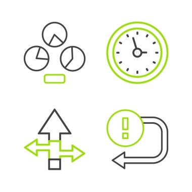 Satır Arrow, Saat ve Turta grafiği bilgi simgesini ayarla. Vektör